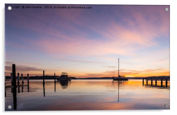 Sunrise on Lake Macquarie Acrylic by John Dunbar