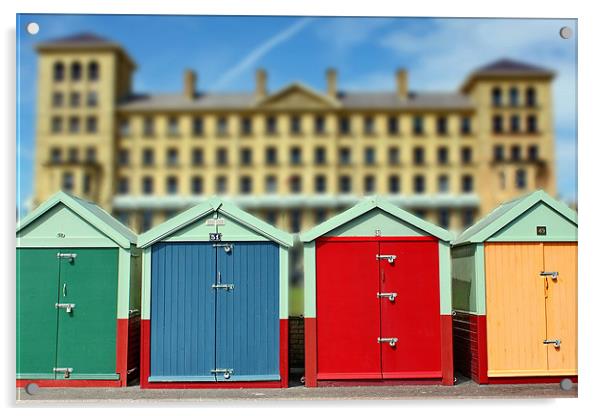 Brighton Beach Huts Acrylic by Phil Clements