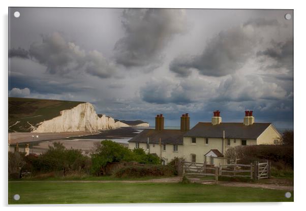 Seven Sisters & Coastguard Cottages Acrylic by Phil Clements