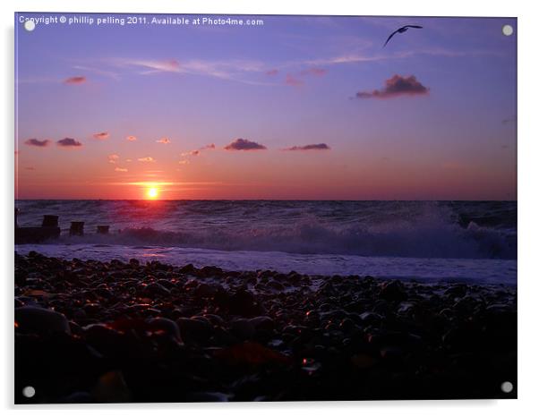 Eastbourne Beach sunrise. Acrylic by camera man