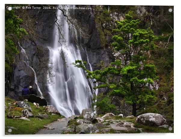 Aber Falls Snowdonia Acrylic by Rob Turner