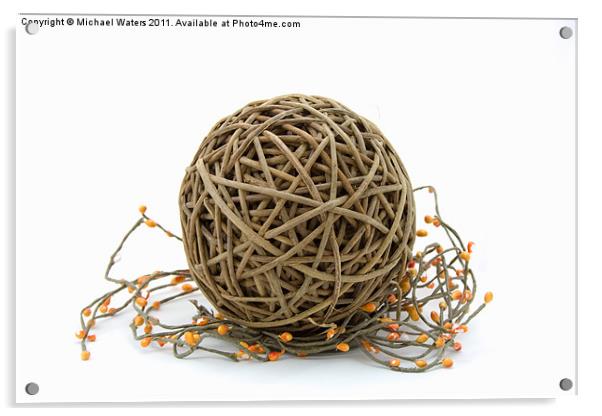 Wicker Ball with Berries Acrylic by Michael Waters Photography