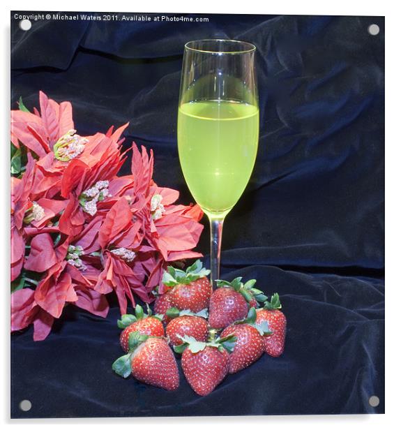 Strawberries and Wine Acrylic by Michael Waters Photography