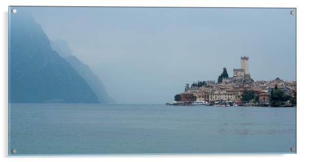 Malcesine in the mist Acrylic by Julian Bowdidge