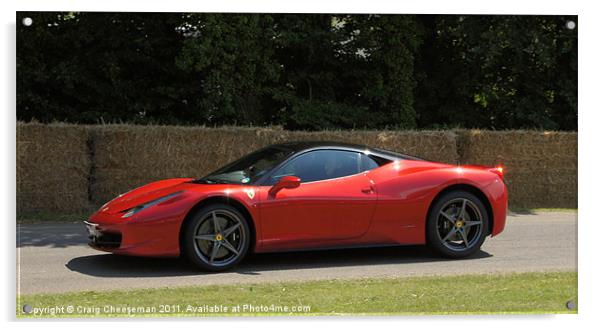 Ferrari 458 Acrylic by Craig Cheeseman