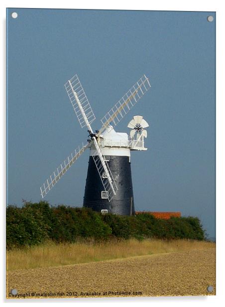 Windmill At Burnham Overy Staithe Acrylic by malcolm fish