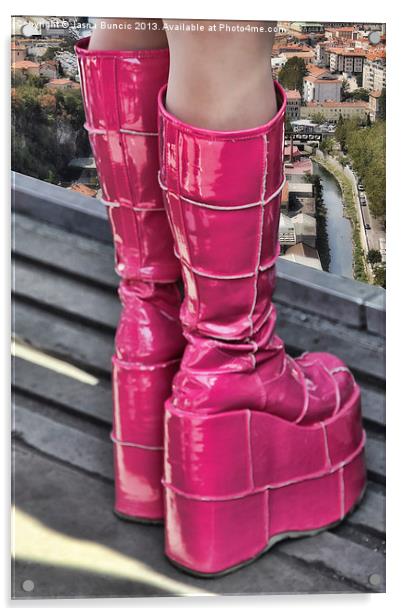 Pink Boots Acrylic by Jasna Buncic