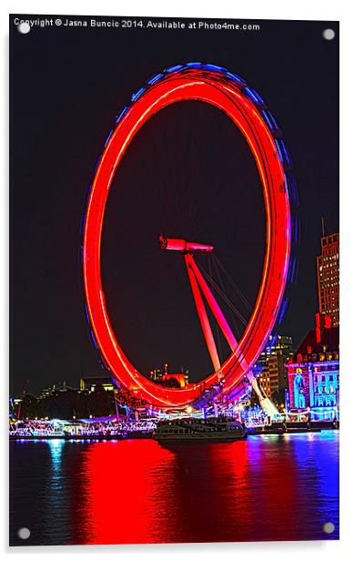 London Eye Red Acrylic by Jasna Buncic