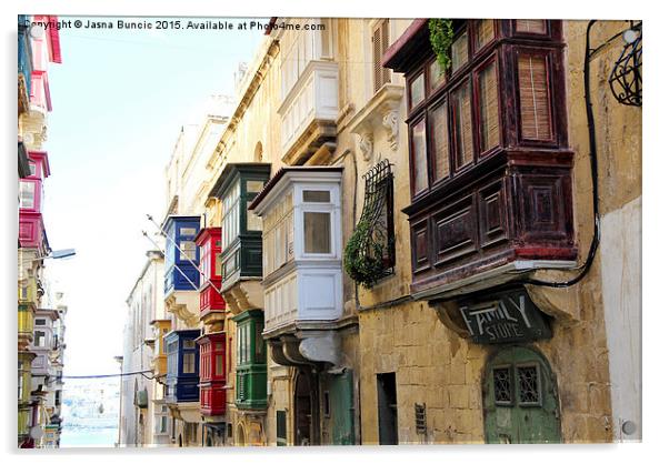 Balconies of Valletta 3 Acrylic by Jasna Buncic