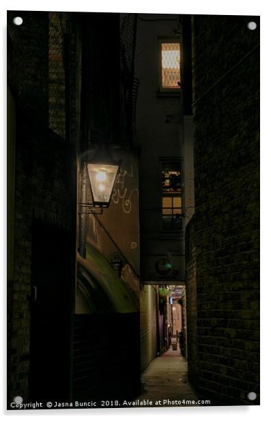 Dark Alley London Acrylic by Jasna Buncic