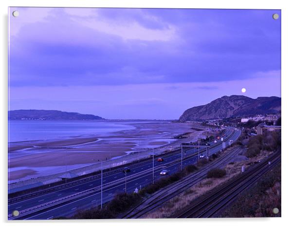 NorthWales Coast at Moon Rise Acrylic by Richard Phelan