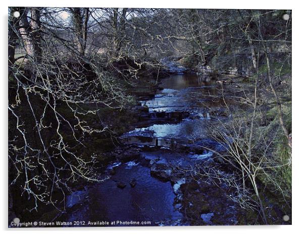 The River Nidd Acrylic by Steven Watson