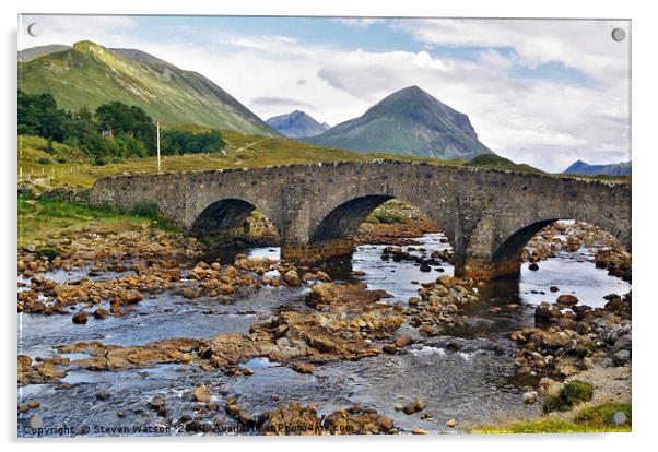 Sligachan Bridge and Marsco Acrylic by Steven Watson