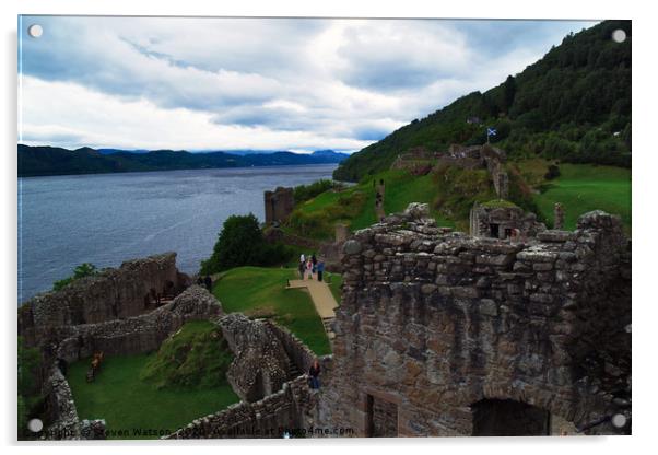 Urquhart Castle and Loch Ness Acrylic by Steven Watson