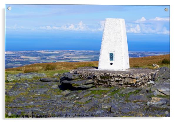 Snaefell Summit Trig Point Acrylic by Steven Watson