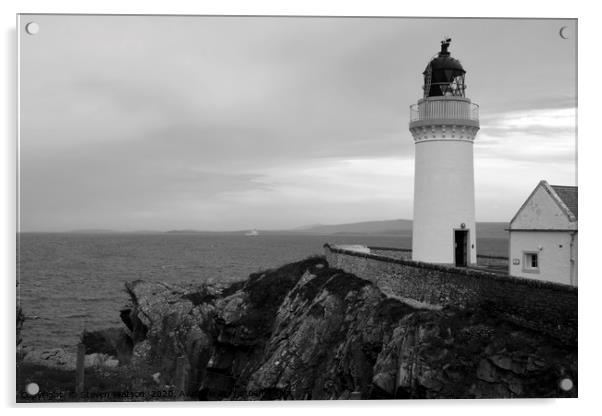 Bressay Lighthouse (Monochrome) Acrylic by Steven Watson