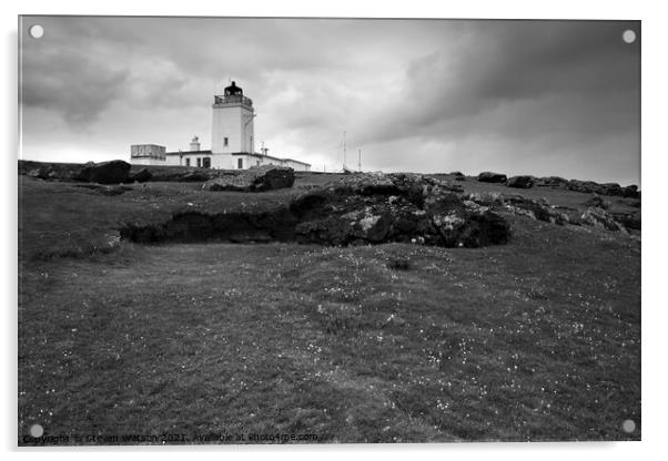 Eshaness Lighthouse (Monochrome) Acrylic by Steven Watson