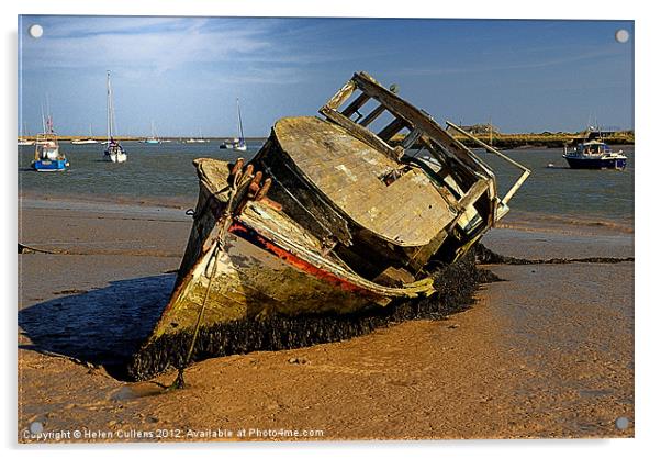 DERELICT BOAT Acrylic by Helen Cullens