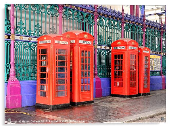 TELEPHONE BOXES AT SMITHFIELD Acrylic by Helen Cullens