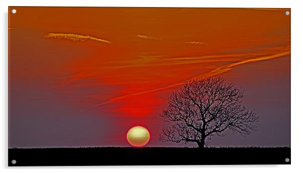 sunset over Capel-le-Ferne, Kent Acrylic by Derek Vines