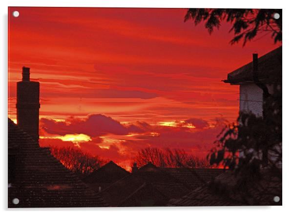 Sunrise in Capel-le-Ferne Acrylic by Derek Vines
