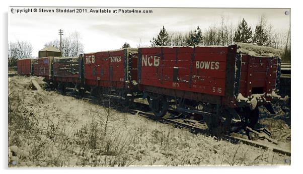 Red Coal Waggons Acrylic by Steven Stoddart