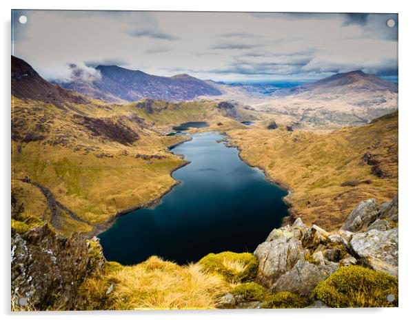 Snowdonia Lake View Acrylic by David Martin