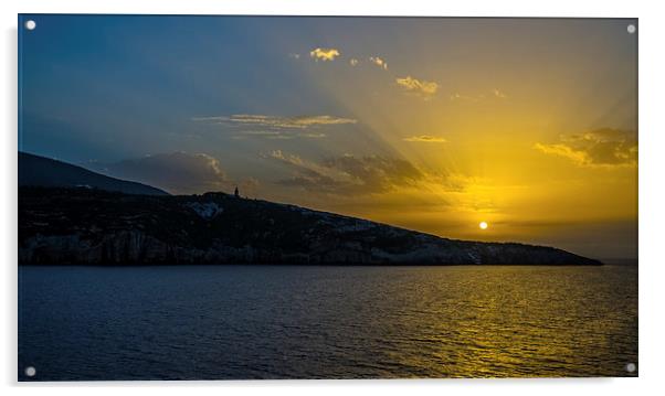 Greek Sun set Acrylic by David Martin