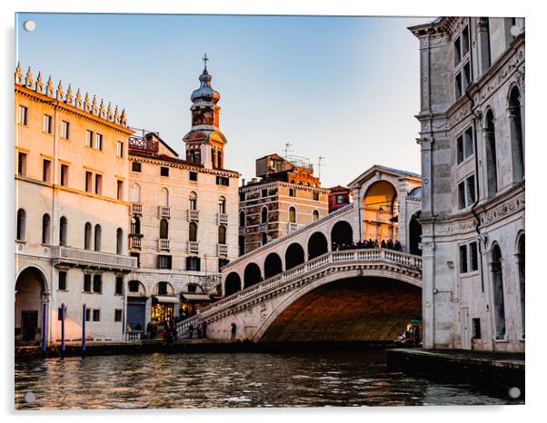 Venice Rialto Bridge 2 Acrylic by David Martin