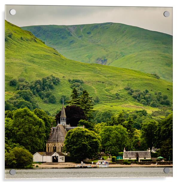 Loch Lomond church Acrylic by David Martin
