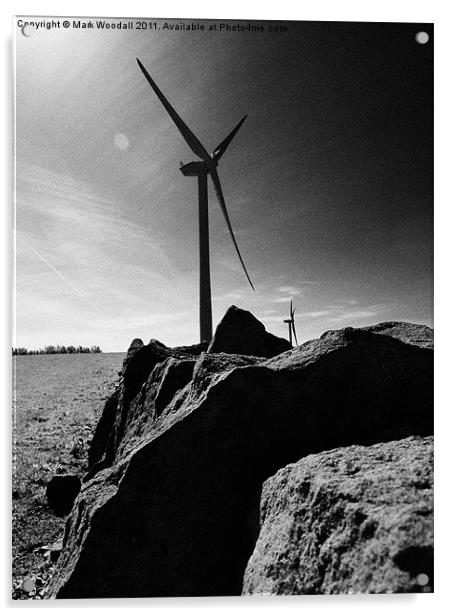 County Durham Windfarm Burnhope Acrylic by Mark Woodall