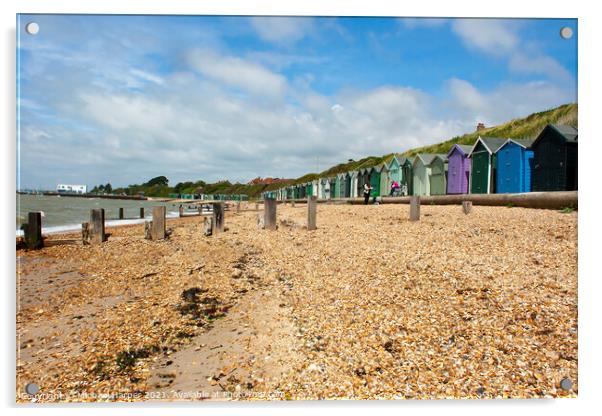 Beach Huts on the Hampshire coast in the South of England Acrylic by Michael Harper