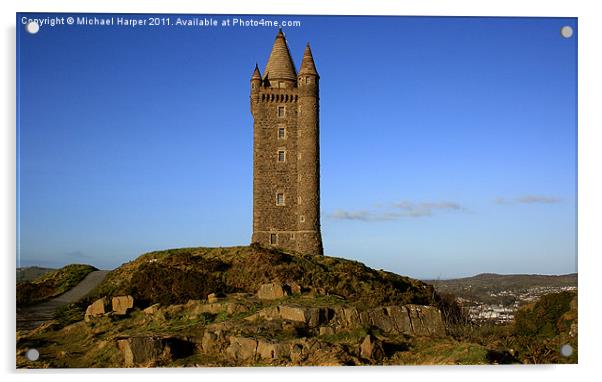 Scrabo Tower overlooking Newtownards Acrylic by Michael Harper