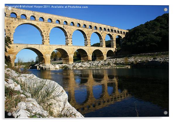 Pont Du Gard Acrylic by Michael Harper