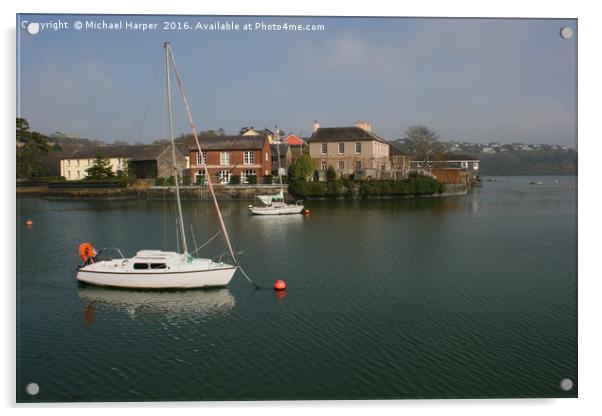 Kinsale Harbor and Marina early  on a sharp and cr Acrylic by Michael Harper