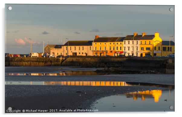 Donaghadee Harbor at sunset Acrylic by Michael Harper