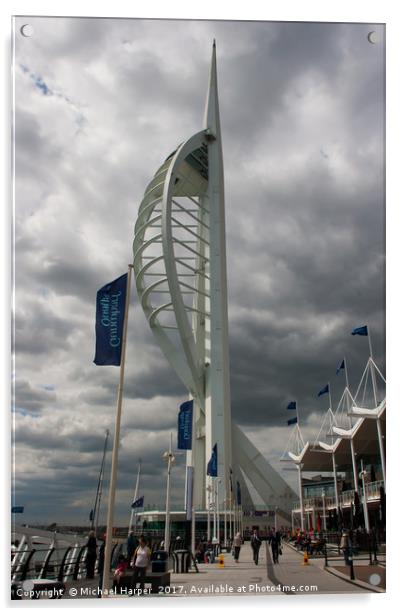 The Spinnaker Tower in Portsmouth dockland Acrylic by Michael Harper