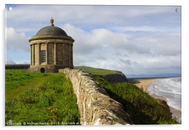 Mussenden Temple on the North Coast of Ireland Acrylic by Michael Harper
