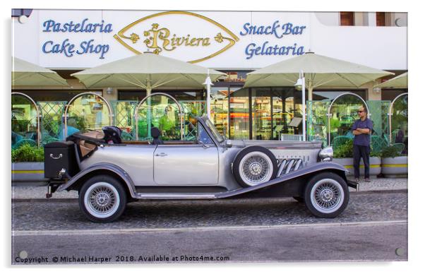 A beautiful silver grey Beauford Limousine  Acrylic by Michael Harper