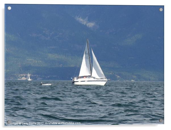 Sail Boat on Flathead Lake Acrylic by Larry Stolle