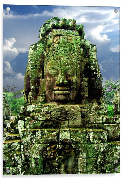 Bayon Temple Stone Faces 4 Acrylic by Mark Sellers
