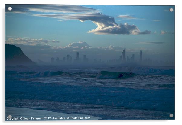 Surfers Paradise from Palm Beach Acrylic by Sean Foreman