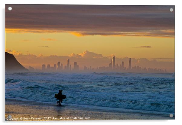 Surfers Paradise from Palm Beach at Sunset Acrylic by Sean Foreman