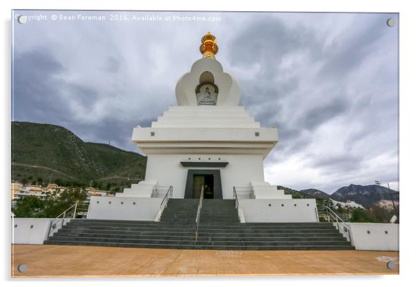 Serene Stupa of Benalmadena Acrylic by Sean Foreman