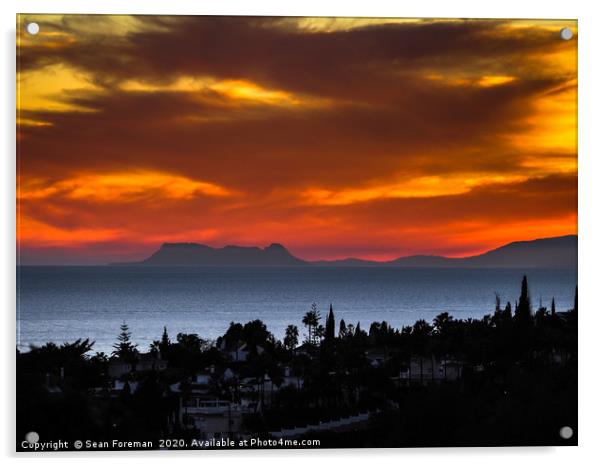 Gibraltar Sunset Acrylic by Sean Foreman
