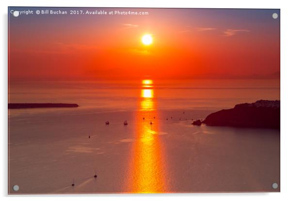 Santorini Caldera Fire Acrylic by Bill Buchan