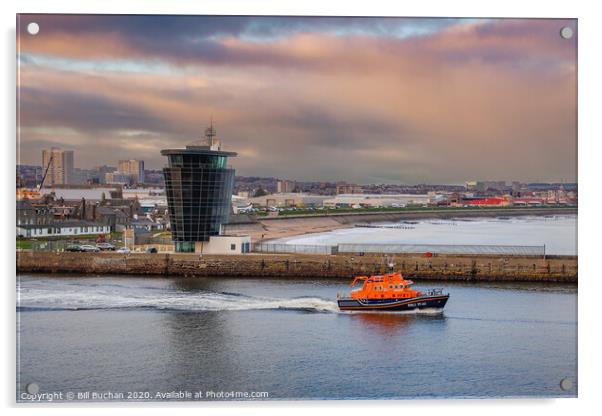 Aberdeen Lifeboat Leaves Port Acrylic by Bill Buchan