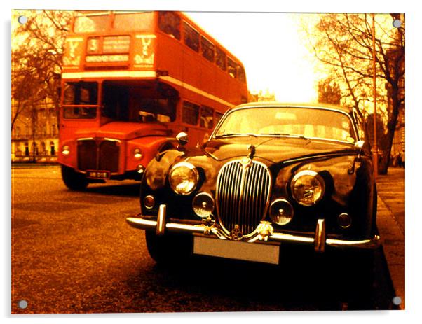 Jaguar and bus Acrylic by david harding