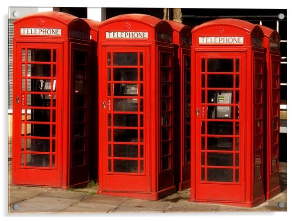 Red Phone Boxes Acrylic by david harding