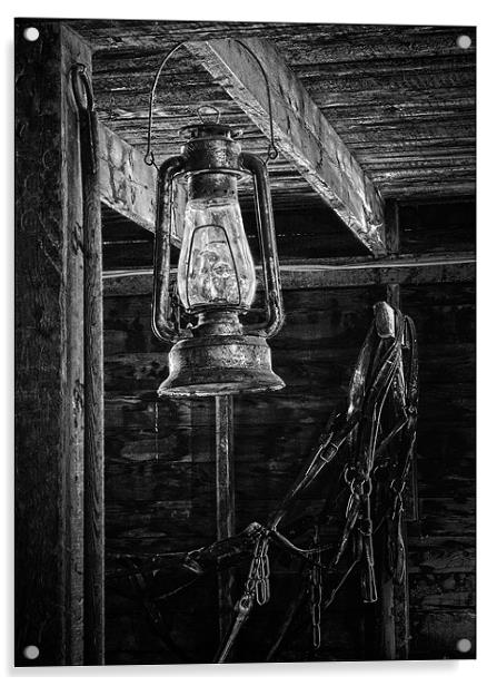 Lantern in the Barn Acrylic by Dennis Hirning